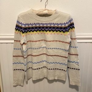 J. Crew Fair Isle Sweater Ivory Neon